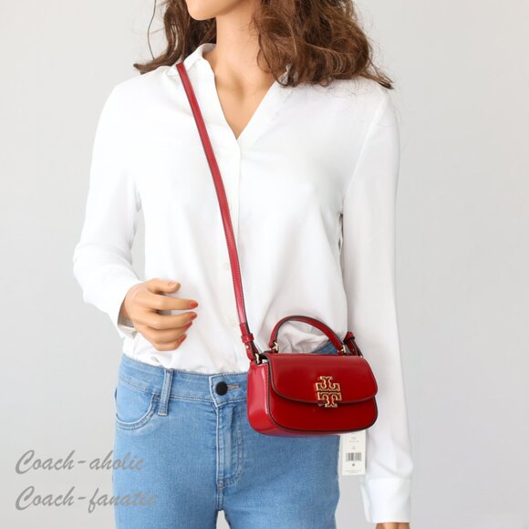 Tory Burch Britten Mini Top Handle Crossbody 153726 Bartlett Red NWT - Picture 3 of 11